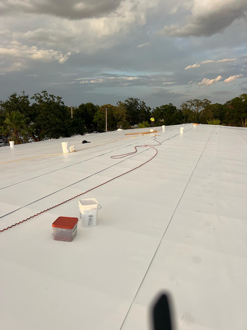 White low-slope commercial roof