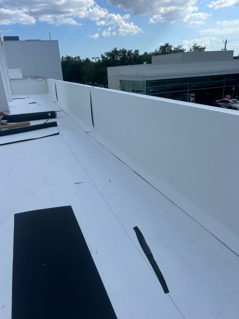 Flat roof surface and rooftop details